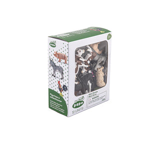 Mini PLUS Ferme (Tube, 12 pcs) Papo en PVC, Collection MINI PAPO, jouet éducatif idéal pour enfants