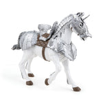 Cheval en armure Papo en PVC, Collection Médiéval, jouet éducatif idéal pour enfants et collectionneurs