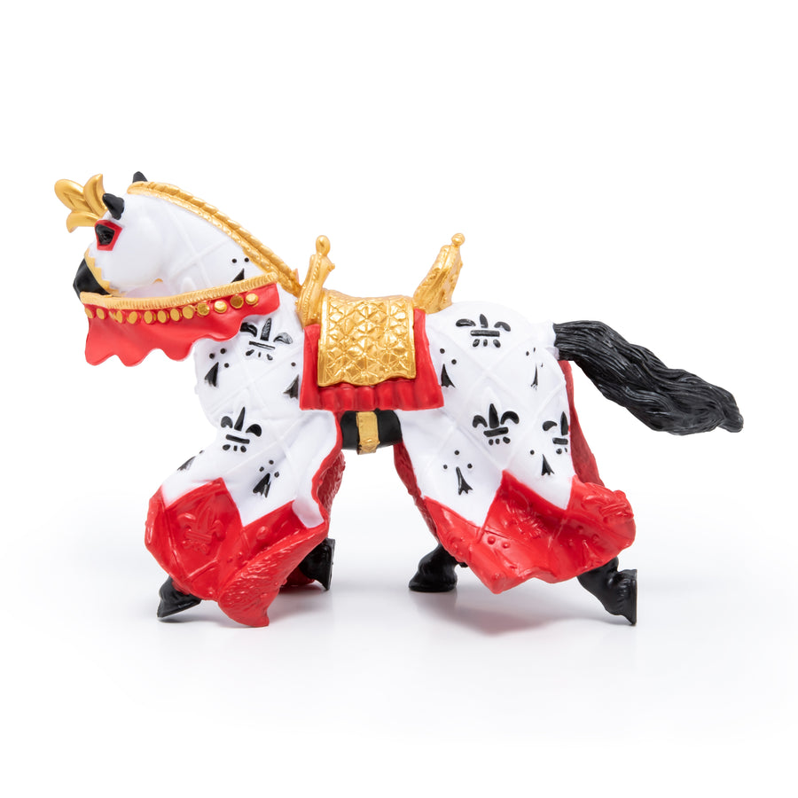 Cheval du roi Arthur rouge Papo en PVC, Collection Médiéval, jouet éducatif idéal pour enfants et collectionneurs