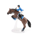 Figurine Cheval de saut d'obstacle et sa cavalière Papo en PVC, Collection chevaux, jouet éducatif idéal pour enfants et collectionneurs