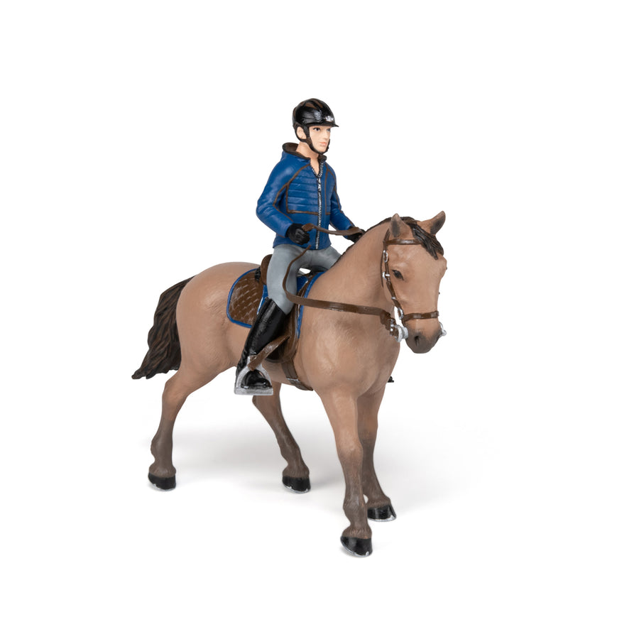 Figurine Cheval de promenade et son cavalier Papo en PVC, Collection chevaux, jouet éducatif idéal pour enfants et collectionneurs