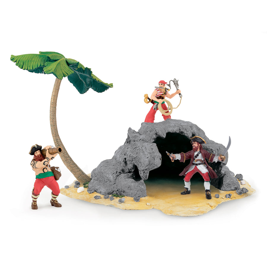 L'île pirate Papo en PVC, Collection Pirates et corsaires, accessoire de jeu idéal pour enfants